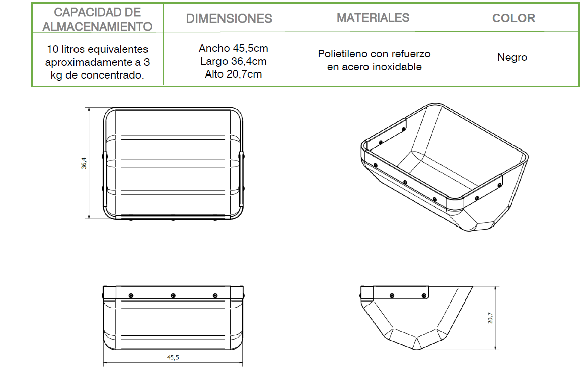 Especificaciones del producto